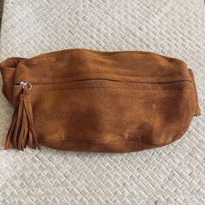 Brown suede fanny pack
